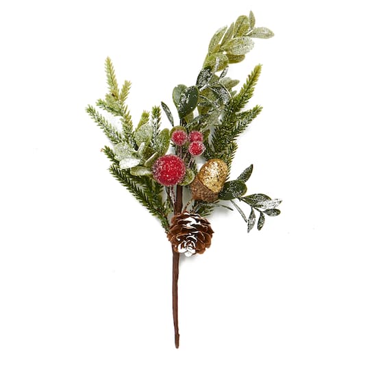 9" Christmas Leaves Cone Berry Pick, 6ct.
